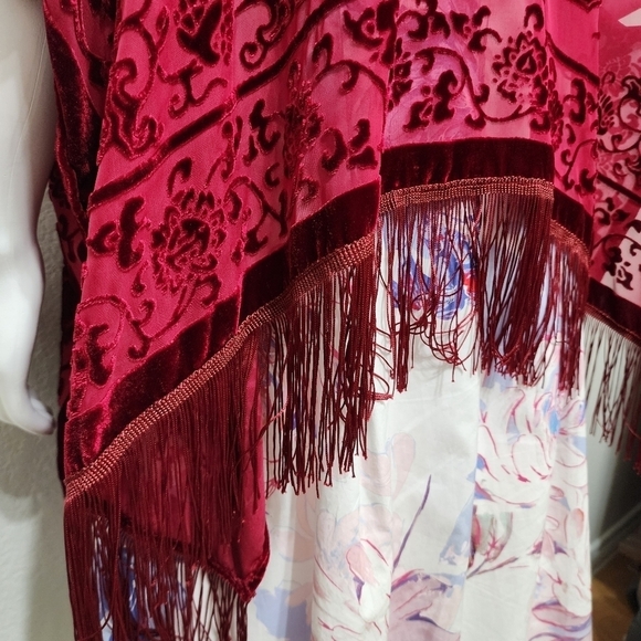 NWT Mixit Burgandy Wrap velvety Kimono One Size - Picture 7 of 7